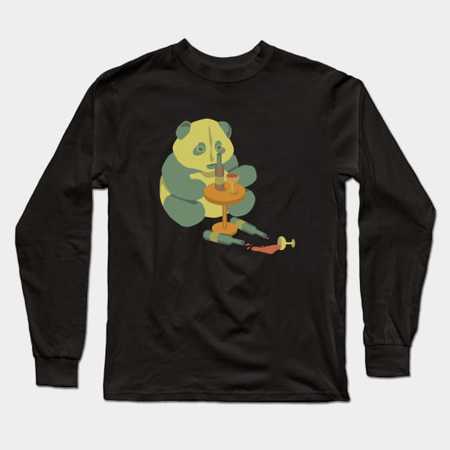 Panda loves a glass of wine a day Long Sleeve T-Shirt by Nosa rez